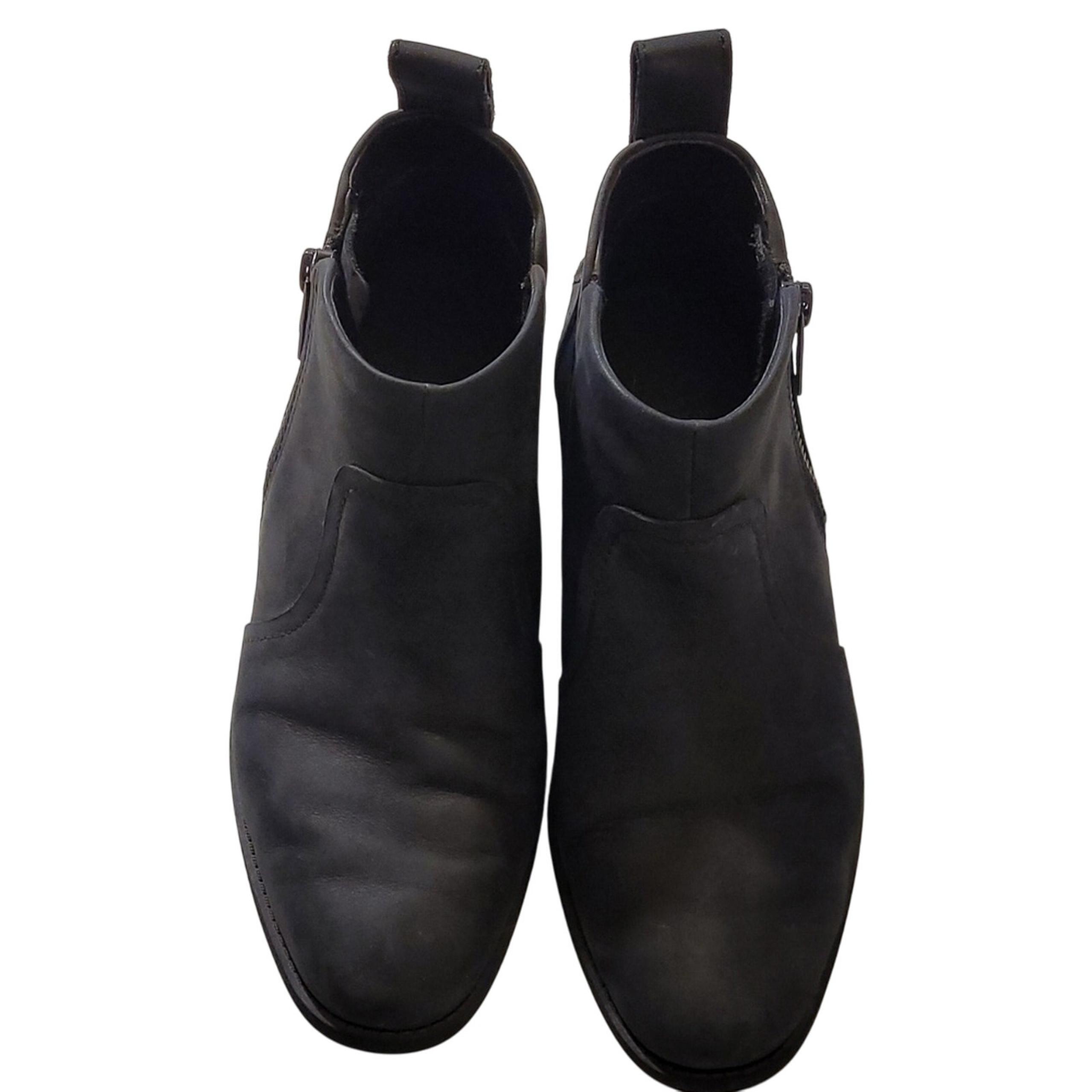 UGG Aureo II Waterproof Black Suede Ankle Booties Size 6 Side Zipper Wedge Heel