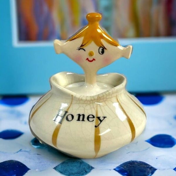 Vintage HOLT HOWARD 1959 PIXIEWARE MCM HONEY Jar Condiment Container 5.25” READ