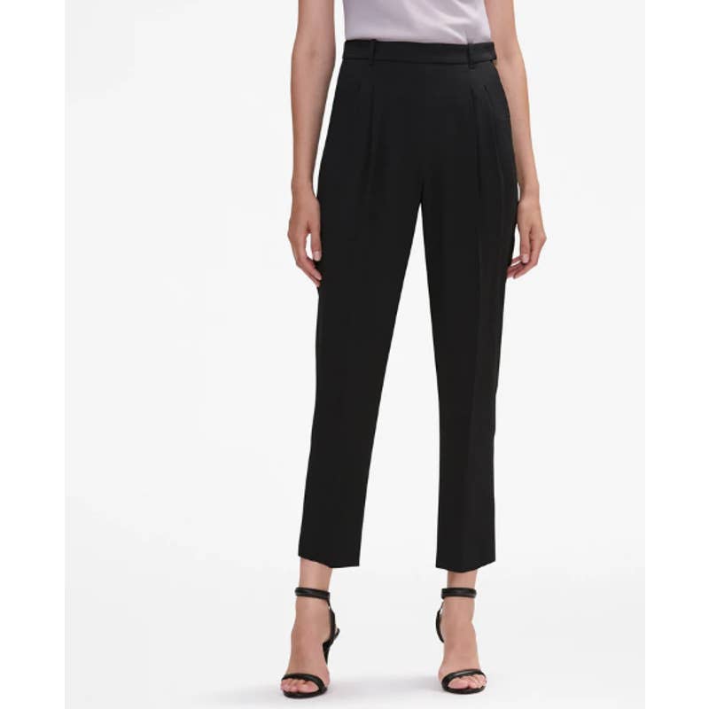 MM. Lafleur Howland Trouser in Mini Stripe Pleated Pants in Black
