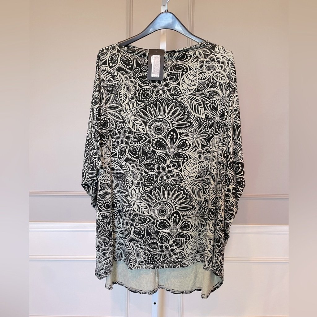 Bryn Walker NWT Debo Tunic Oversized Batwing Green black Dolman top shirt XL