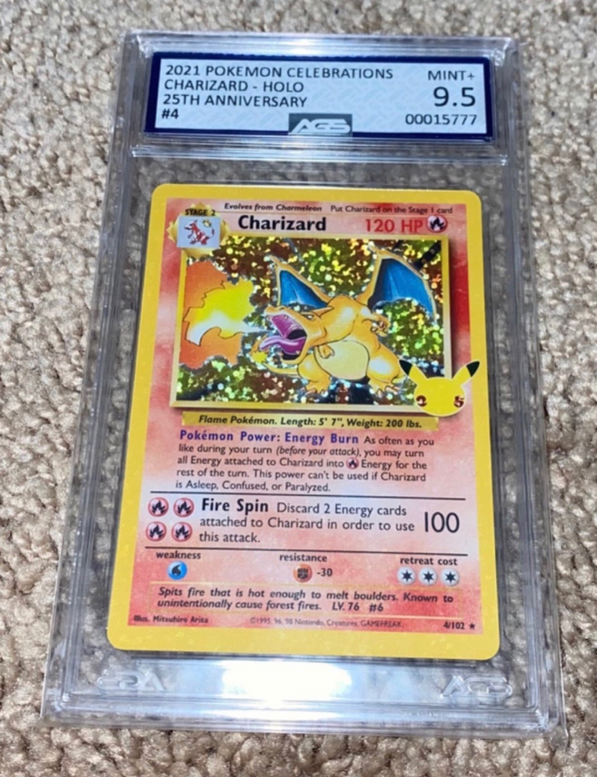 Charizard MINT 9.5 Grade 25 year anniversary edition