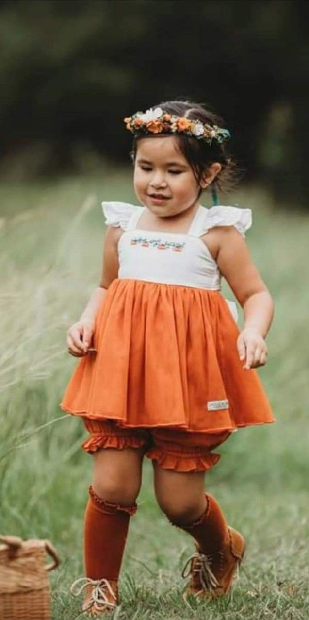 Camille and Leah Pumpkin dress/no blooms