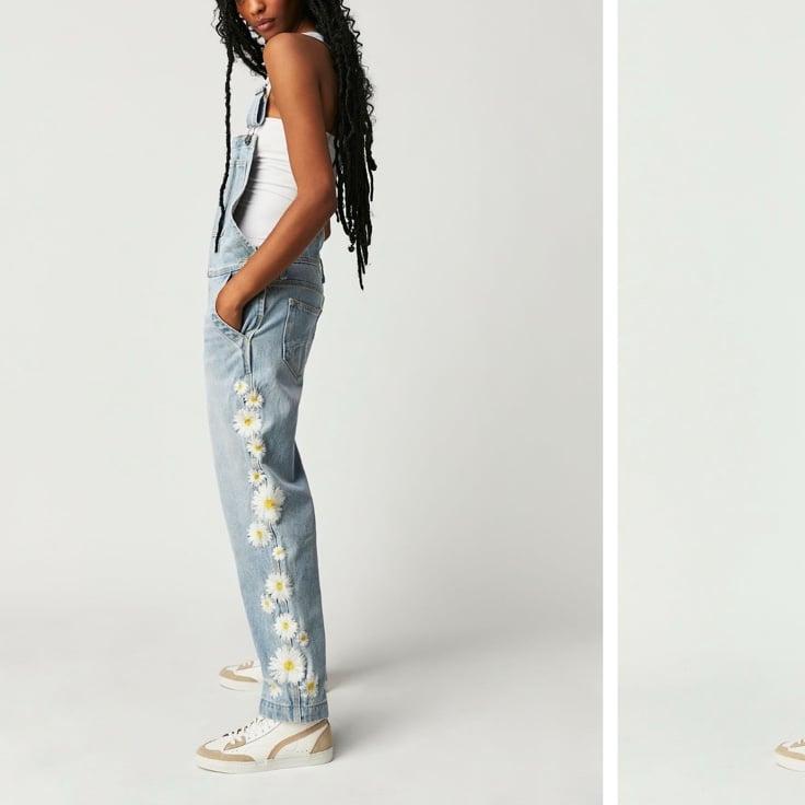 Driftwood Embroidered Overalls XS