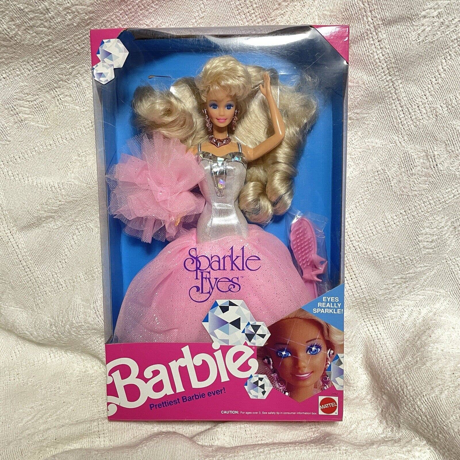 Mattel Sparkle Eyes Barbie Doll 1991 Vintage Blue Rhinestone Eyes #2482 NRFB NIB