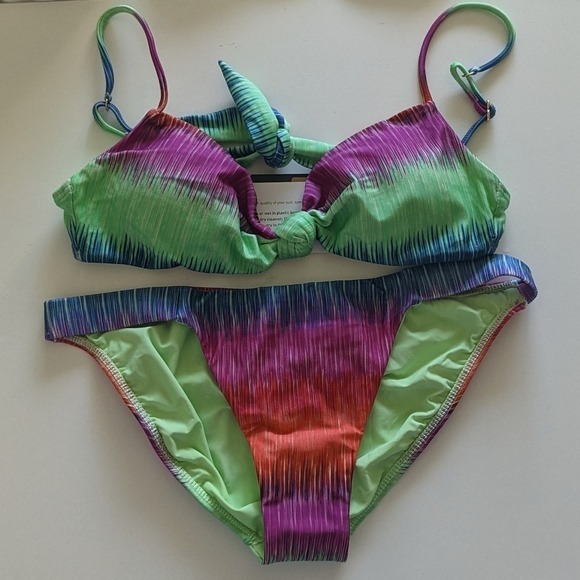 Vix Paula Hermanny Brand New Multi Stripe Bikini SET