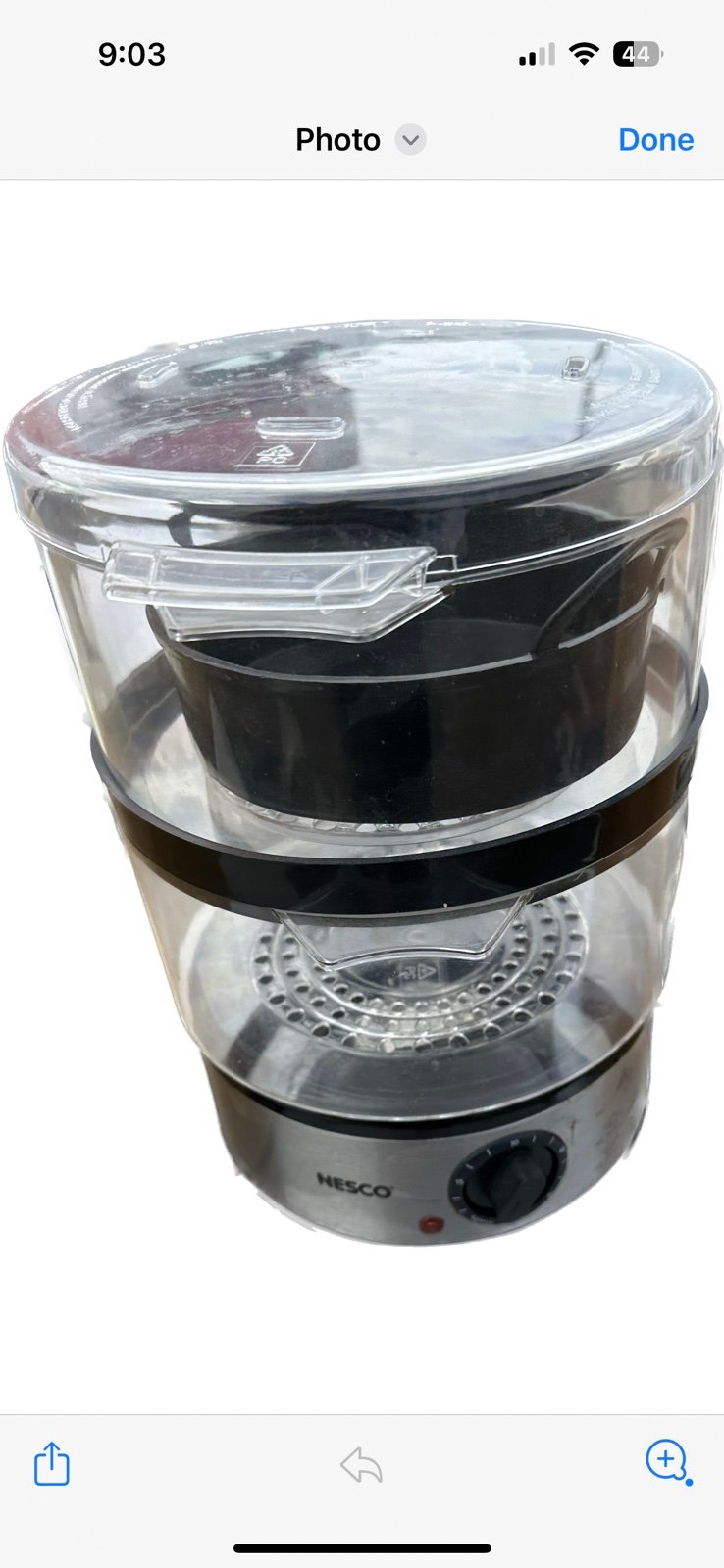 NESCO Plastic 5 Quart Stainless Steel Food Steamer ST-25F, 3 Pieces