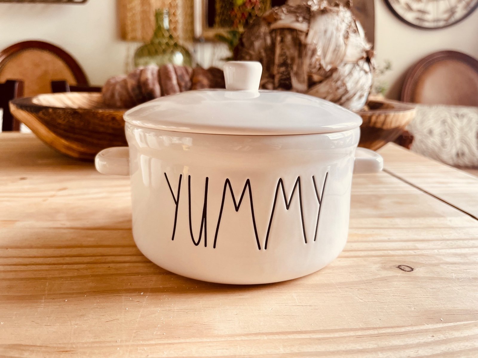 Rae Dunn YUMMY Ramekin/ Soufflé Dish with Lid