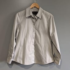 Nina McLemore gray basic button up long sleeve dress shirt 8