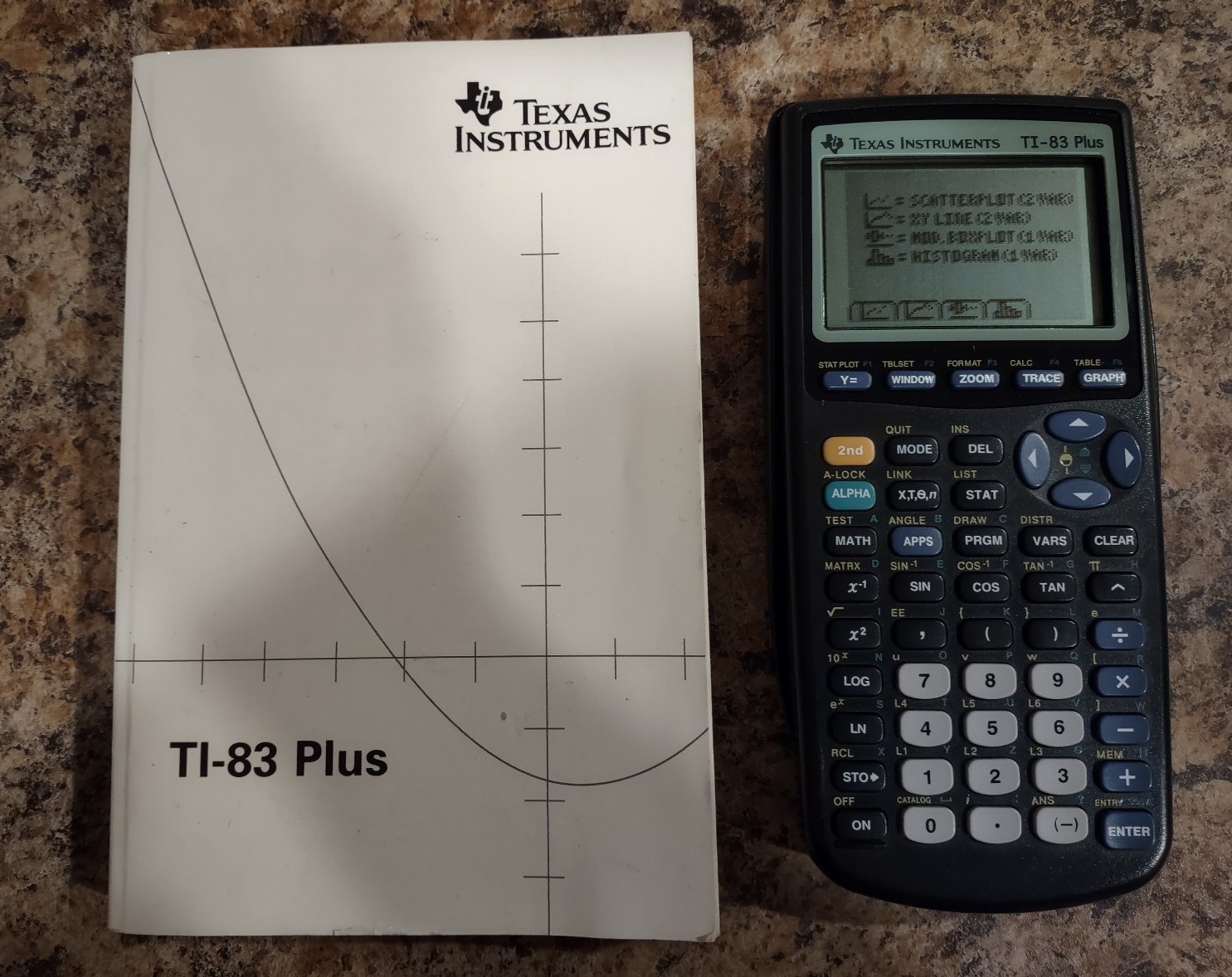 Texas Instruments TI-83 Plus Calculator with Instruction Manual - Tested