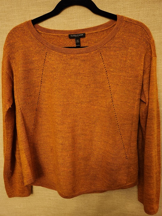 Vintage Eileen Fisher 100% Alpaca Scoop Neck Pullover Cropped Sweater Sz PM.
