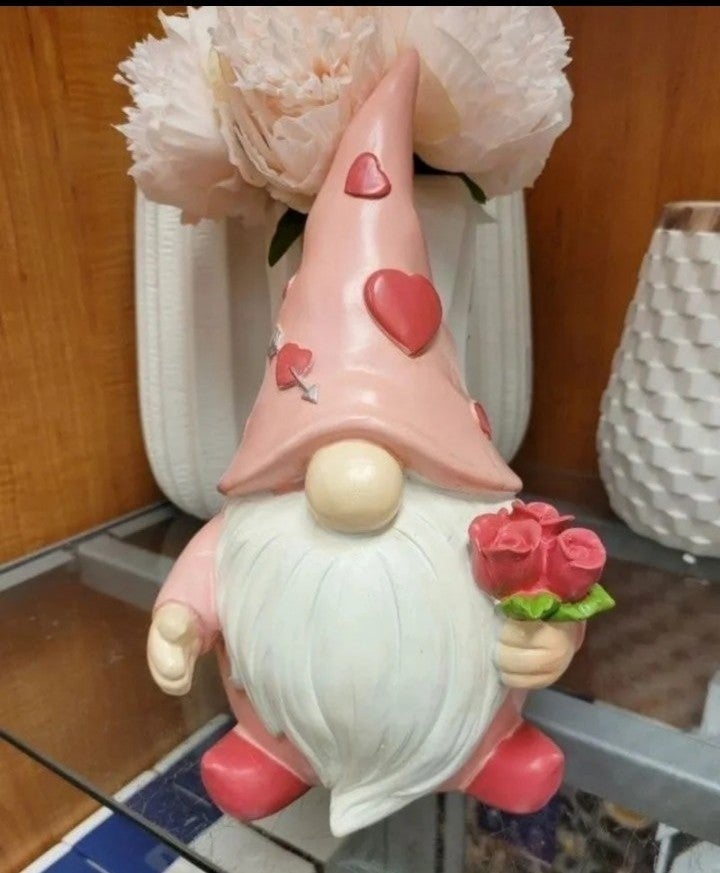 Pink Valentine's Day Resin Gnome