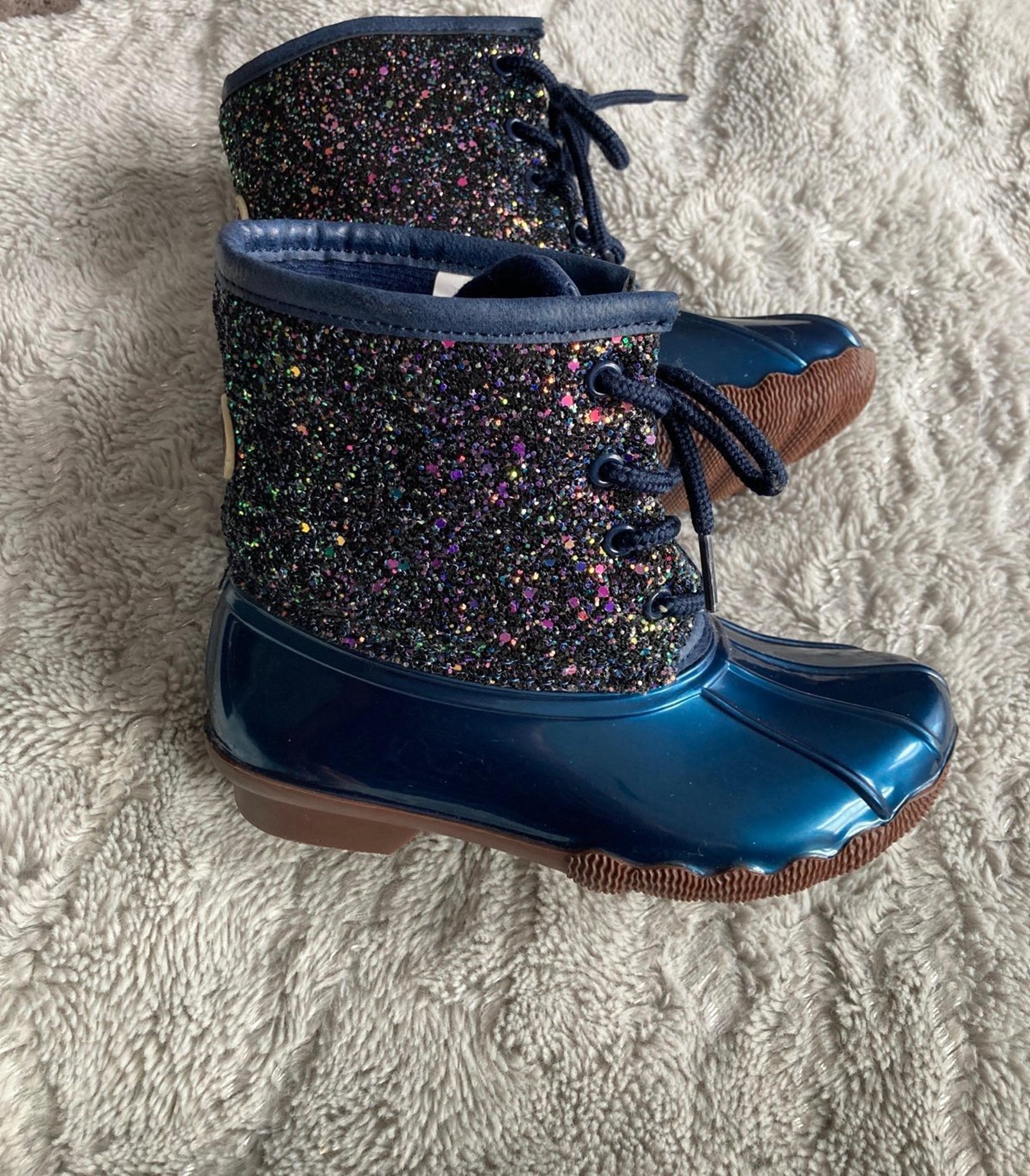 Glitter blue duck boots Size 13