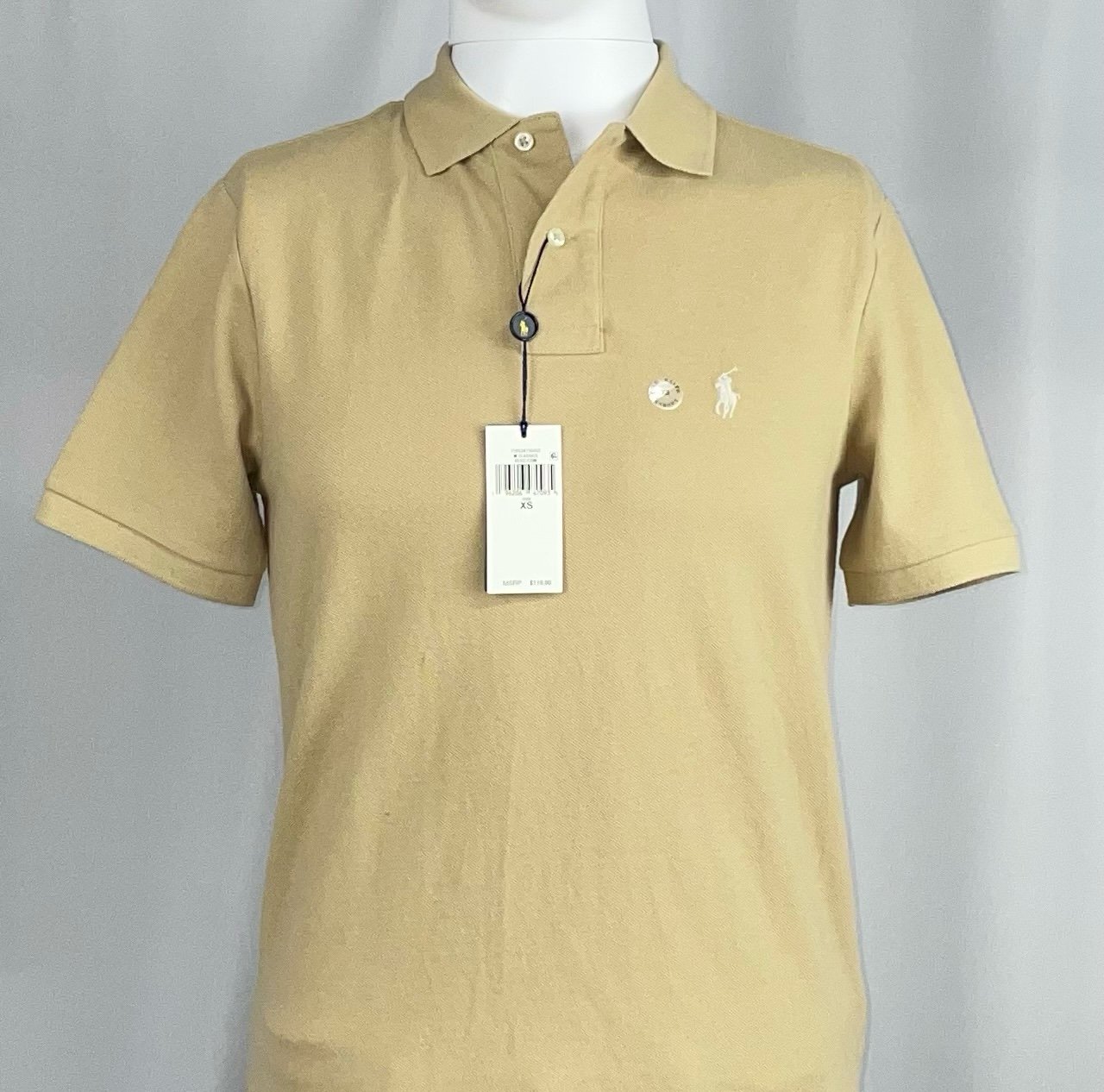 Polo Ralph Lauren XS Men Tan Beige Striped Shirt Beach Casual Brand New Tags