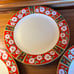 Kobe CHARLTON HALL 10.5 Dinner Plate Set 4Pc White Floral Horn Red Green Japan