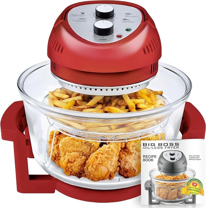 Big Boss Air Fryer 1300-Watt, 16-Quart, Red - As Seen on TV, Brand New!