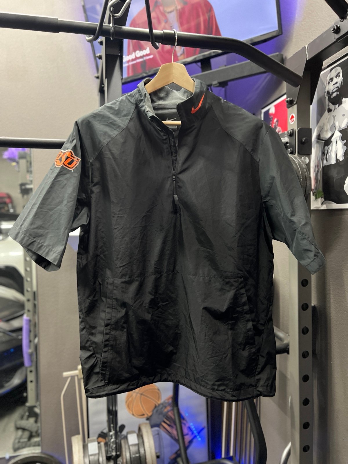 Nike Mens Small Black Baseball Shirt Oklahoma State University OSU Cowboys