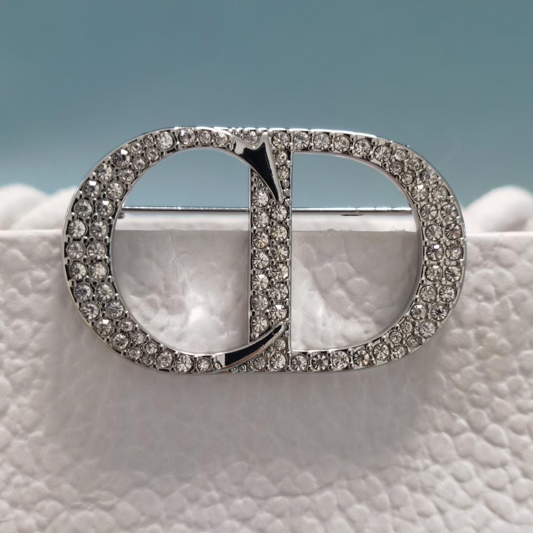 DIOR CD ICON Brooch Silver & Crystal