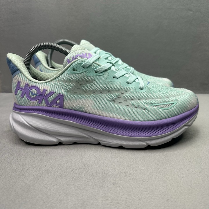 Mens 7 / Womens 8 (D) Hoka One One Clifton 9 Shoes Sunlit Ocean Lilac Running