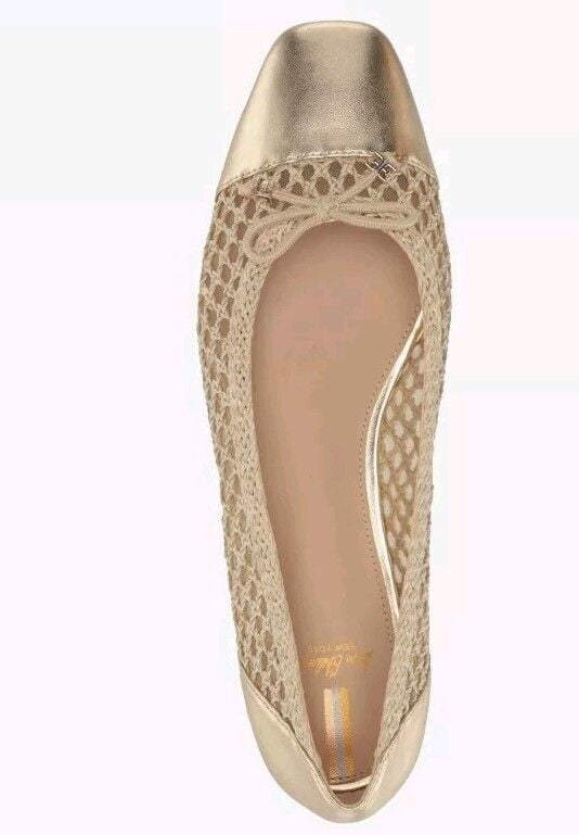 Sam Edelman May Bleached Natural Weave Gold Ballet Flats Women's Size 9.5 Square