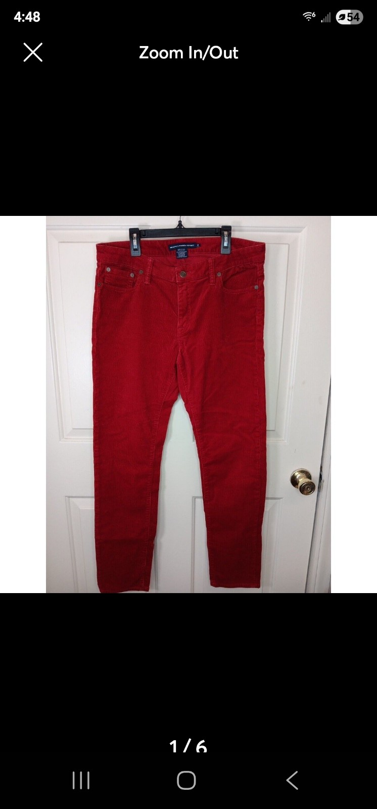 Ralph Lauren Sport Pants Womens 12 Red Corduroy Stretch Straight Leg Pockets EUC