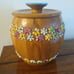 Vintage Italian Majolica Cookie Jar Raised Flower Ceramic Signed E&R
