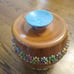 Vintage Italian Majolica Cookie Jar Raised Flower Ceramic Signed E&R