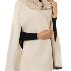 NWT - Vince Camuto - Women's Solid Faux Fur Collared Cape Topper