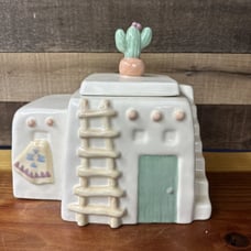 Treasure Craft Pueblo Mesa Southwestern Adobe Aztec Cactus Cookie Jar