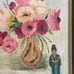 Vintage Original Signed Pretty Floral paintings with green wood frames