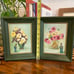 Vintage Original Signed Pretty Floral paintings with green wood frames