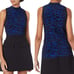 Milly Sweater M Textured Cheetah Print Soft Royal Blue Black Medium Mock Neck