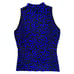Milly Sweater M Textured Cheetah Print Soft Royal Blue Black Medium Mock Neck