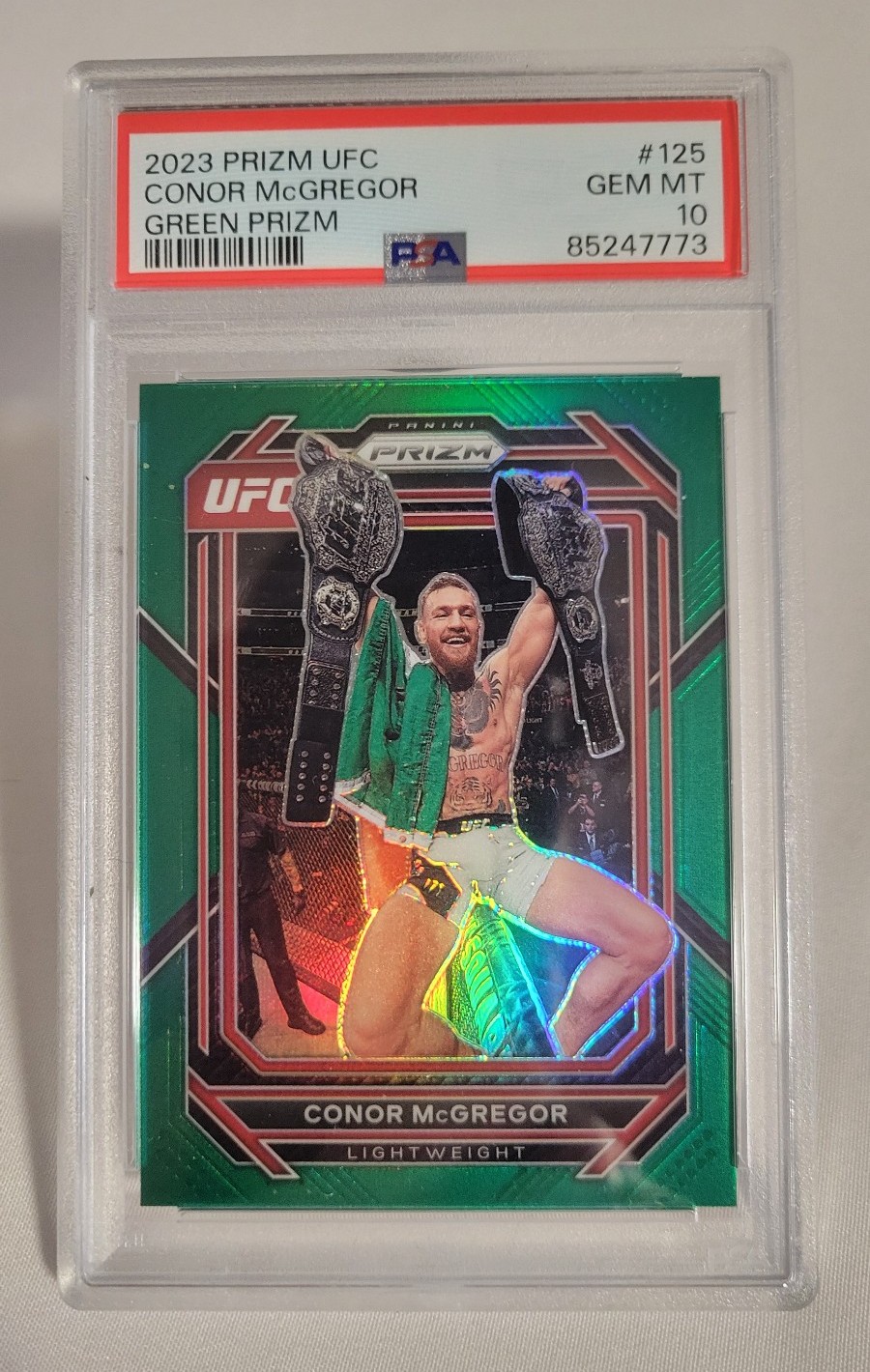 2023 Prizm UFC Conor Mcgregor #125 GREEN IRELAND Prizm PSA 10 Gem Mint 10