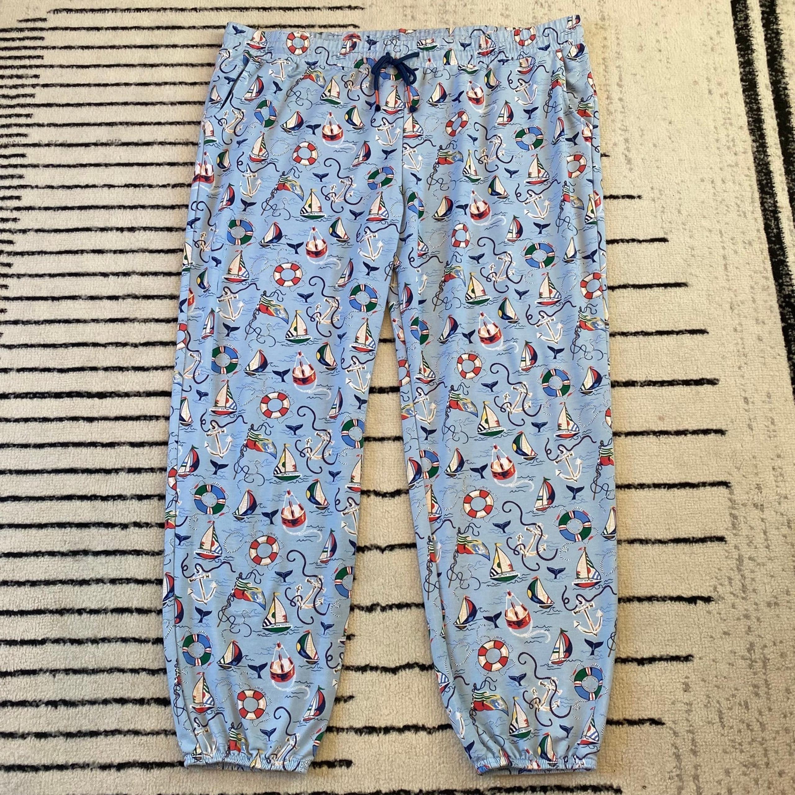 Vera Bradley Lounge Pajama Pants Blue Ocean Sailboat Anchor Women’s Size 3XL