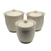 Set of 3 Pfaltzgraff Juniper Canisters Ivory With Green & Mauve Made in USA