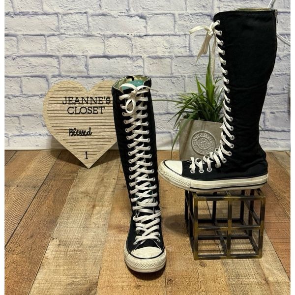 Converse Chuck Taylor All-Star Black Knee High Sneakers - 1V708 - Men 4 Women 6