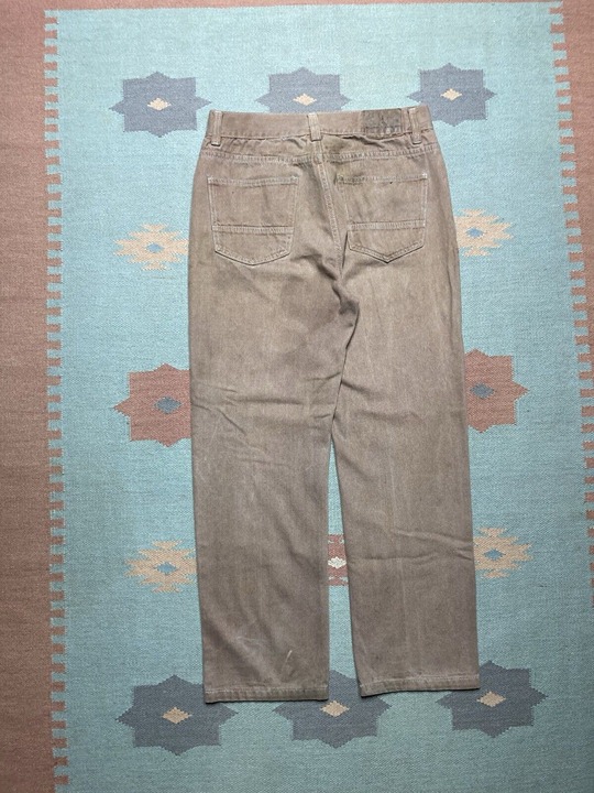 Vintage y2k baggy jeans godbody wide leg pipes skater hip hop tan 34x31