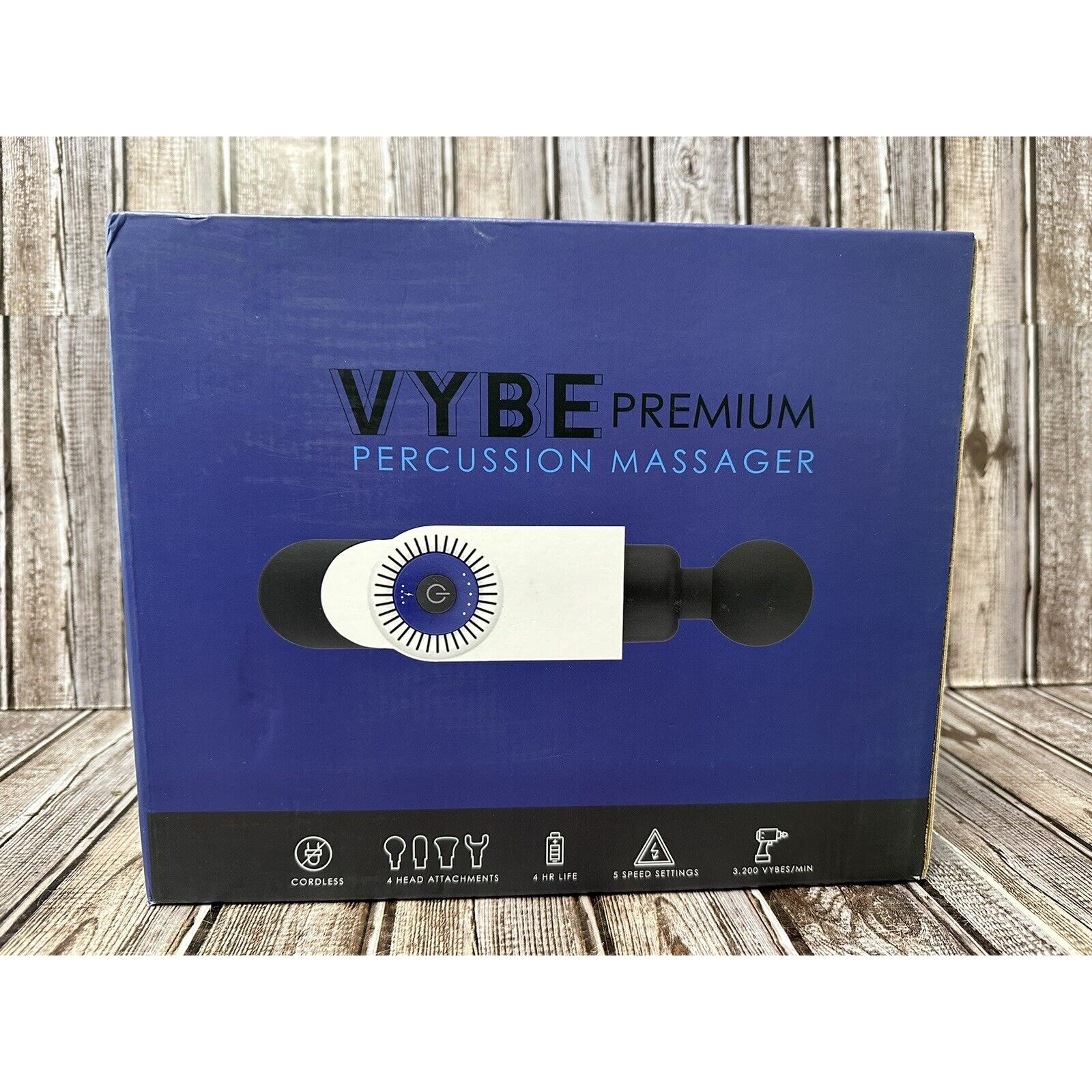 Vybe Premium Deep Tissue Muscle Massage Gun with 5 Speeds and 4 Attachments NOB
