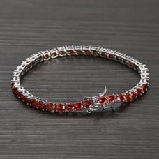 Solid Silver 2ct Red Ruby Womens Gemstone Tennis Bracelet Ladies 8 inch Jewelry