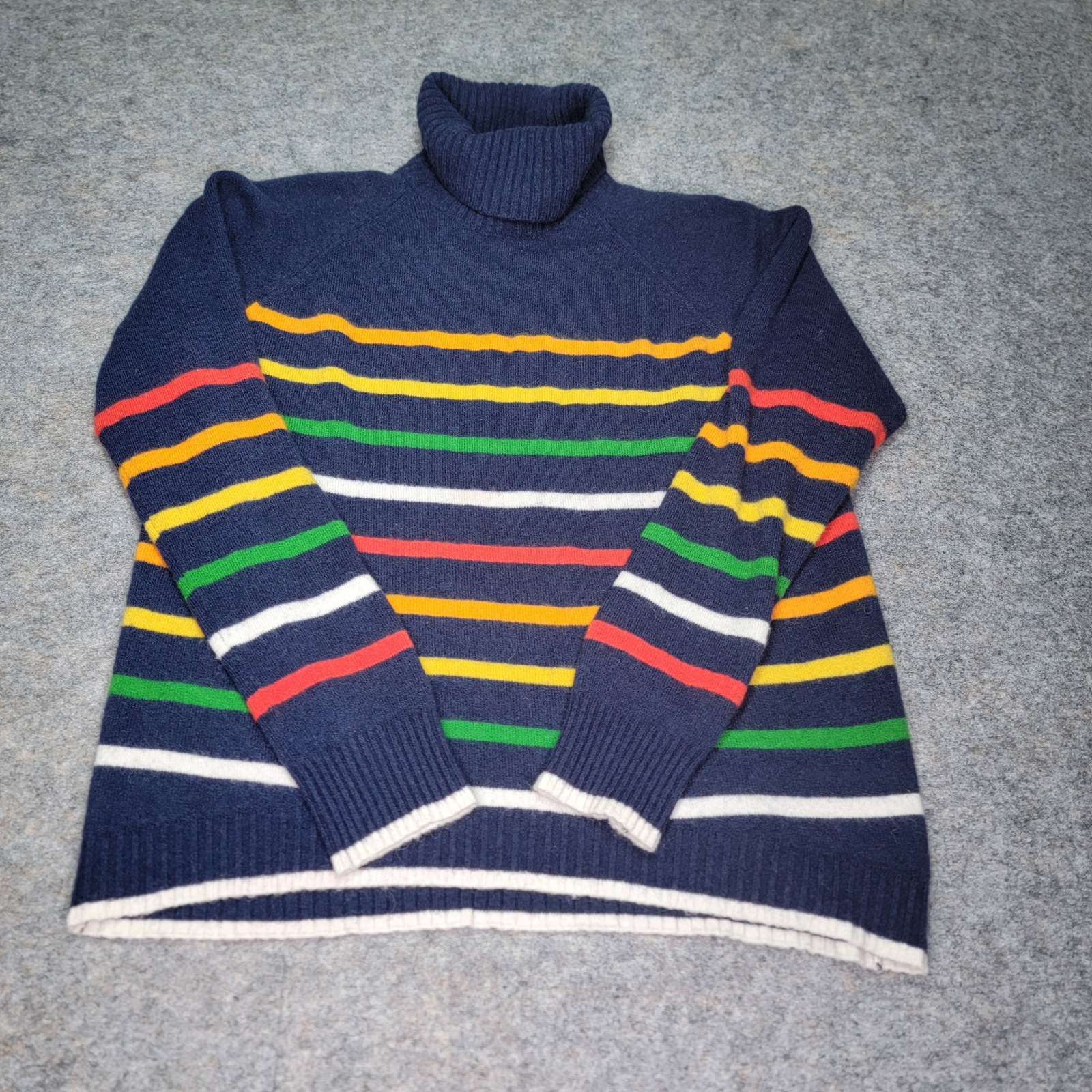 Crew Women's XL Striped Turtleneck Sweater Colorful Knit Pullover
