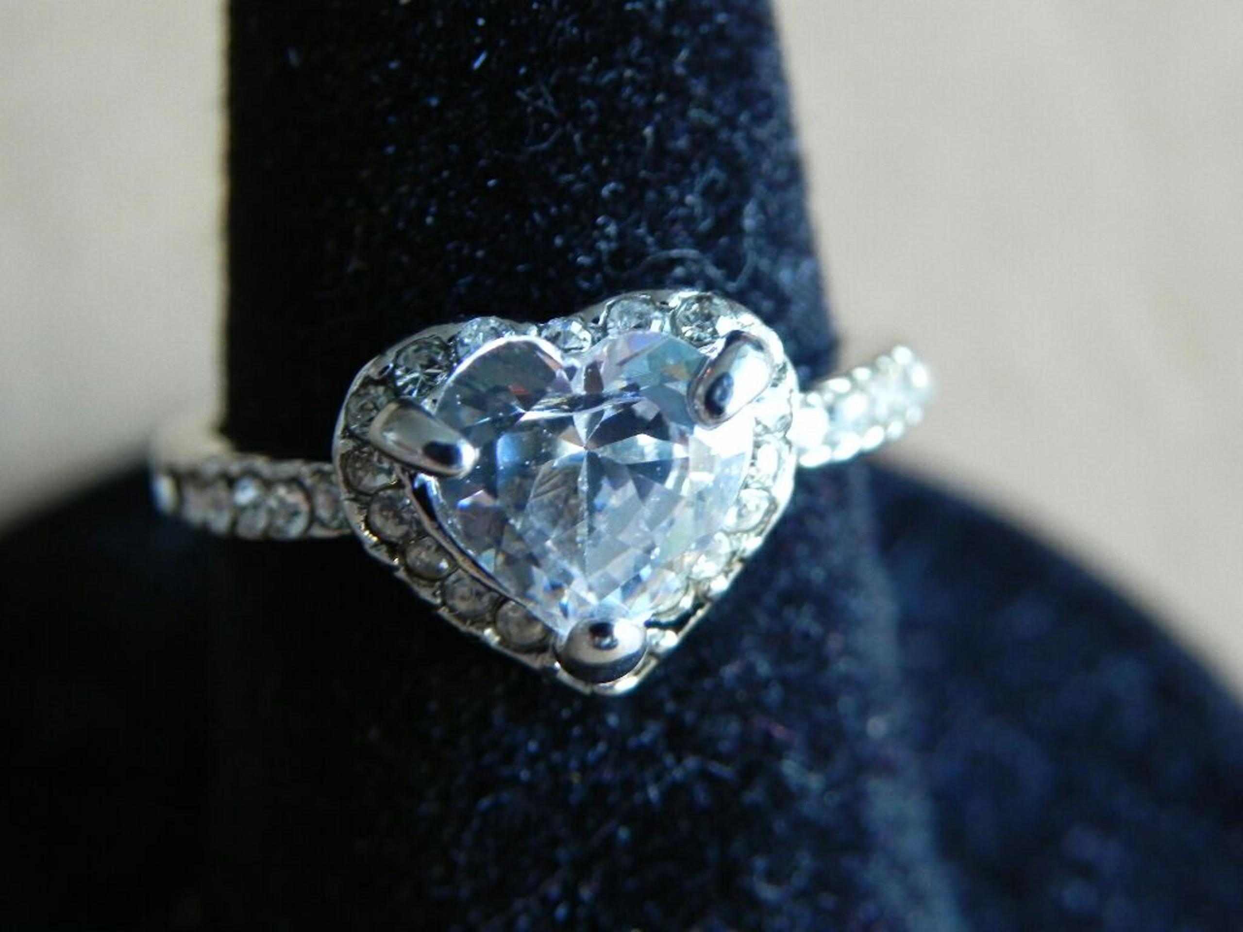 Heart Cut Clear CZ Stone Ring