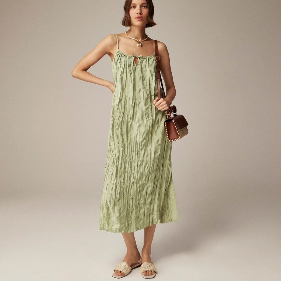 J. Crew Crinkled Side Slit MIDI Dress Size Small