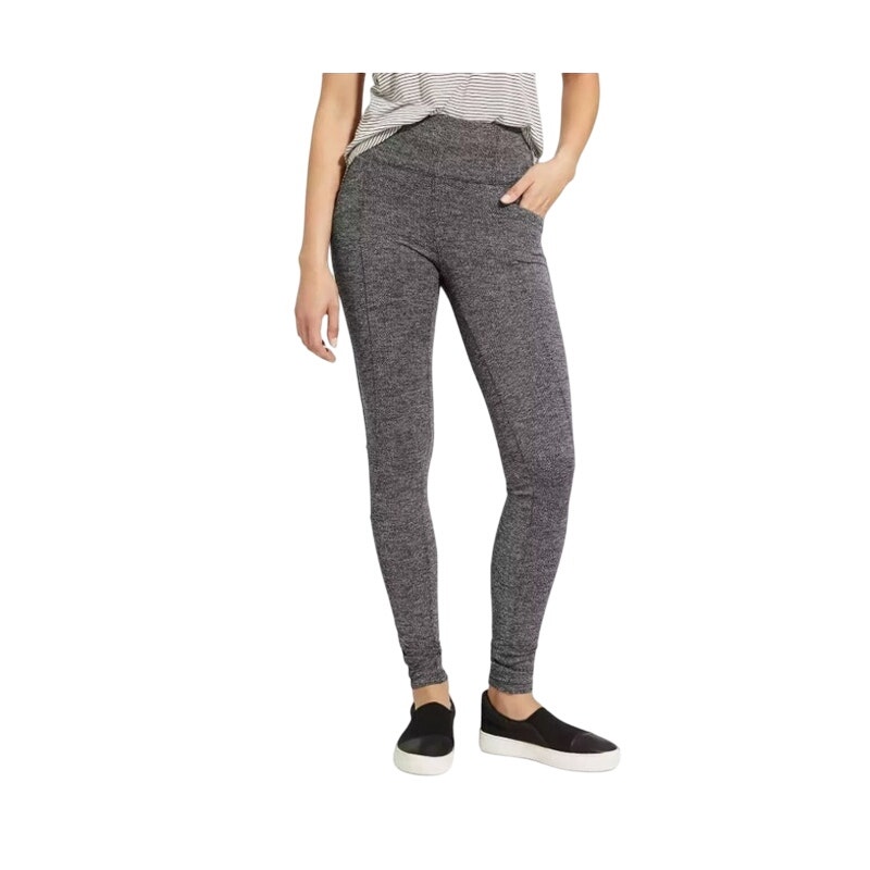 Athleta High Rise Herringbone Metro Leggings in Black Women's Size Small