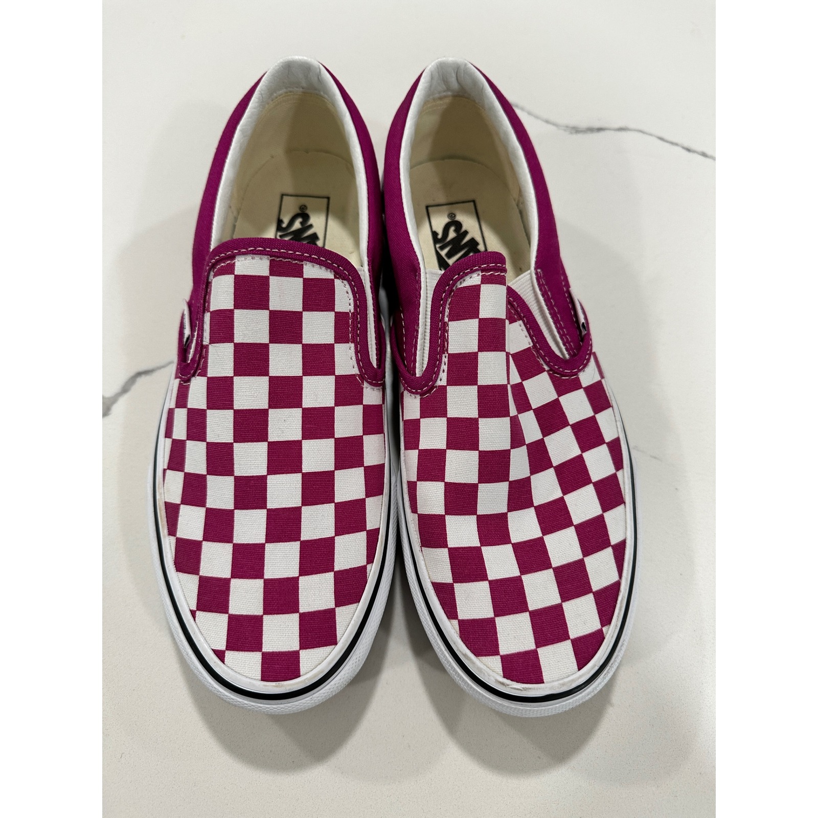 Vans Slip On Checkerboard Skate Shoes Purple White Casual Size 7