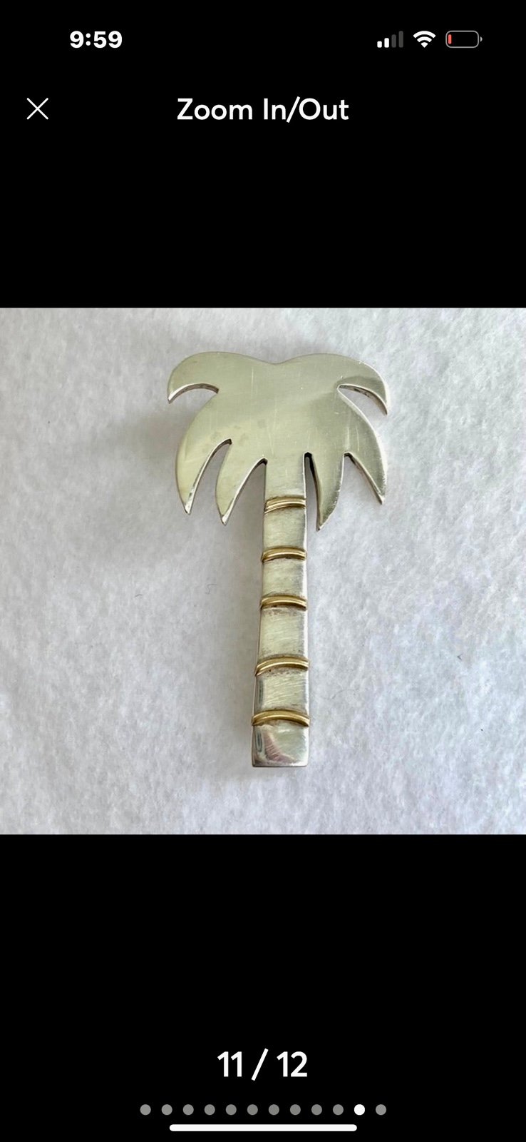 sterling silver brass accent palm tree palmetto dangle earrings Pendant brooch