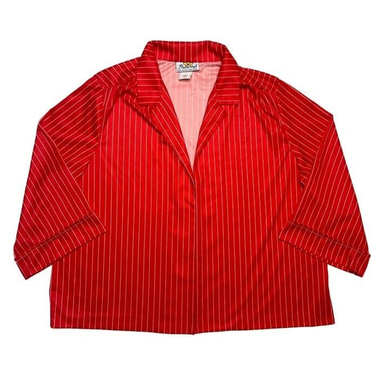 Flutterbye Vintage Pajama Sleep Shirt Open Front Striped Red Women's 8R Retro
