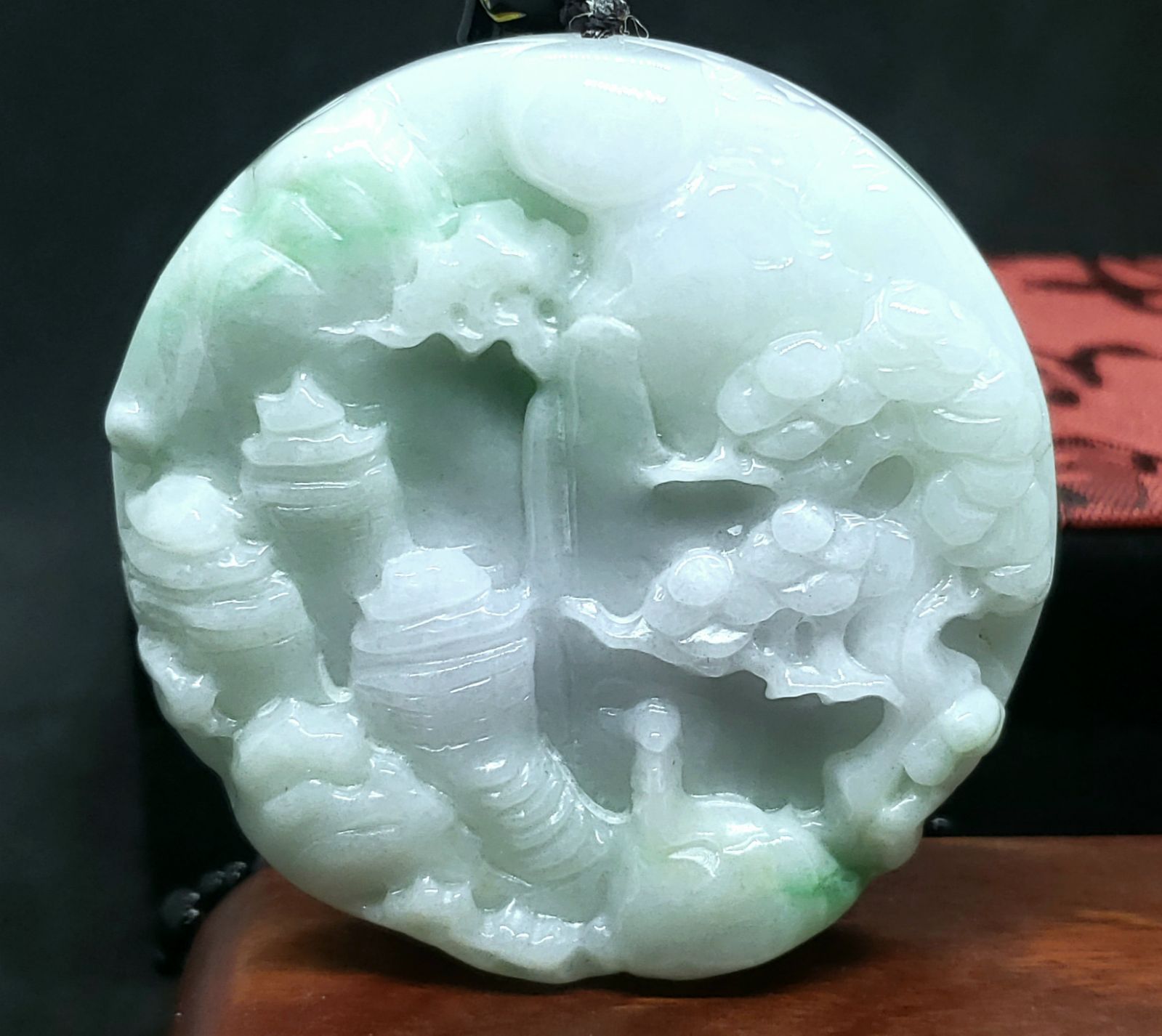 Burmese icy type A jadeite jade pendant.