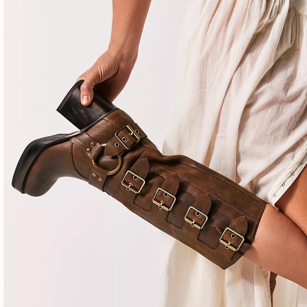 JEFFREY CAMPBELL NWOT! Trouble Buckle Boot in Brown Suede Silver