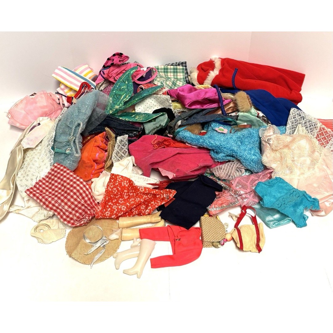 Vintage Lot BARBIE-Clothes, Shoes, Hat, Purses 1960s To 1980s Large Lot Clothing