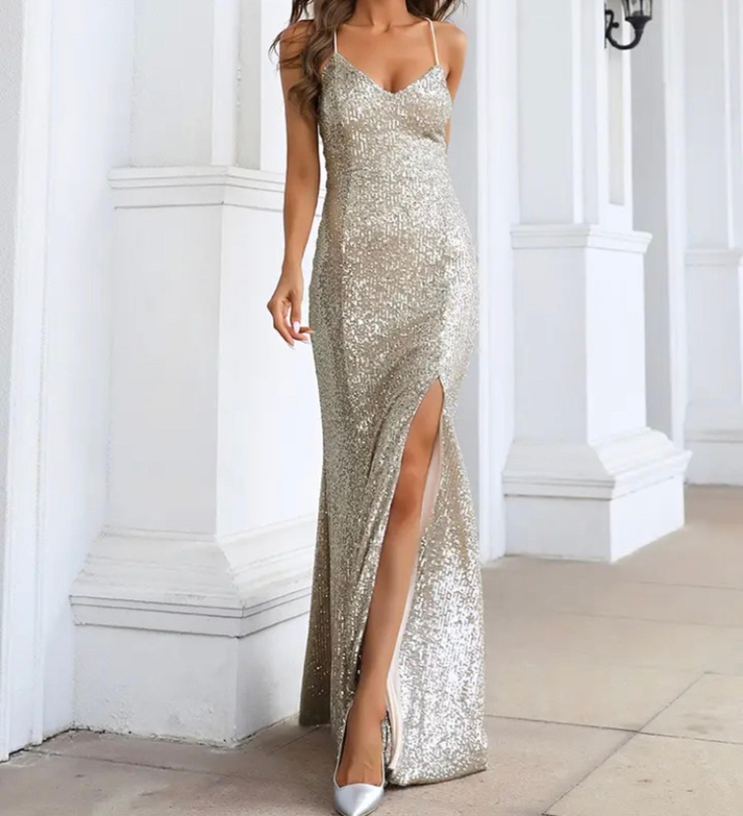 Silver Sequin Formal Dress | Prom | Large | New